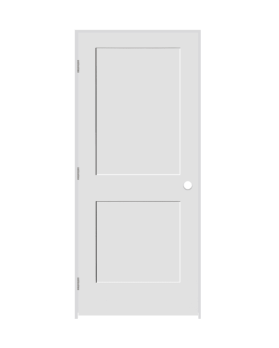 White interior door with two simple rectangular panels.