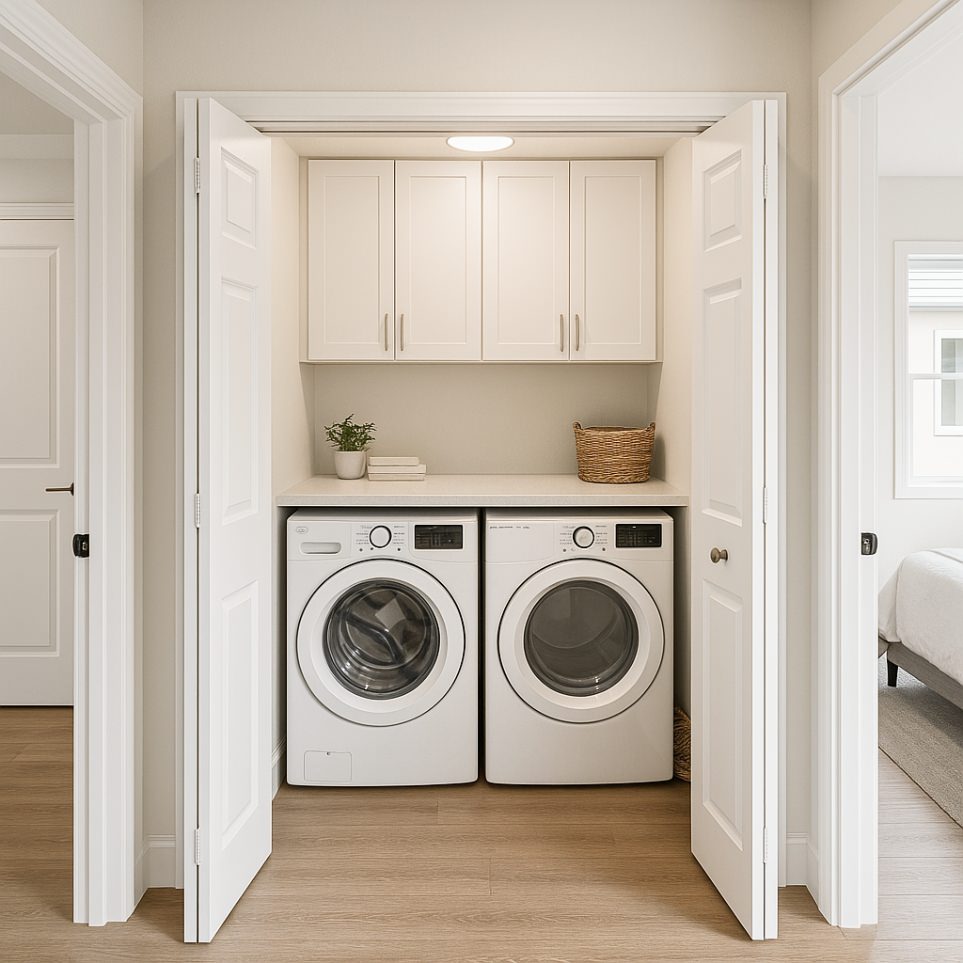 Dedicated laundry space example for Torrey Pine – efficient 3 bedroom ADU plans