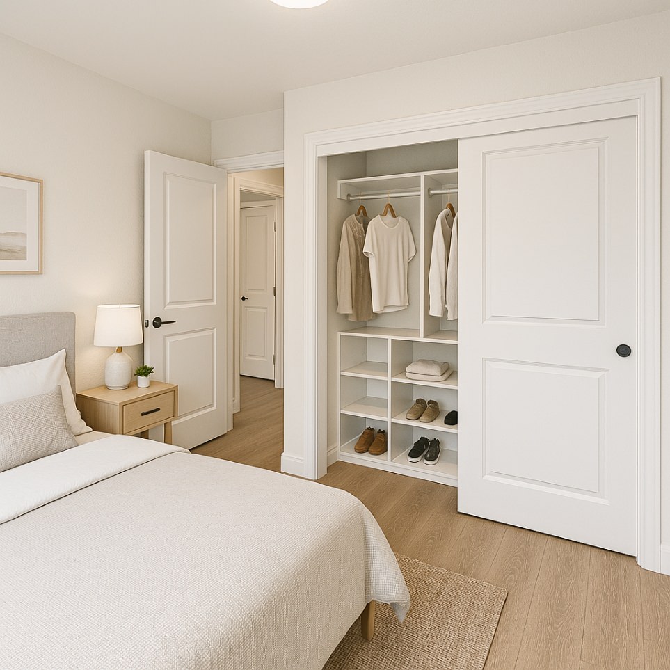 Smart storage solutions in bedroom closets – Torrey Pine 3 bedroom ADU plans