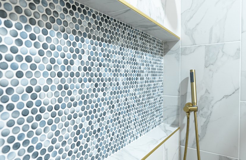 Custom tile shower detail in Mahogany 1200 sq ft ADU plans, enhancing bathroom design in a stylish 3-bedroom, 2-bath ADU.