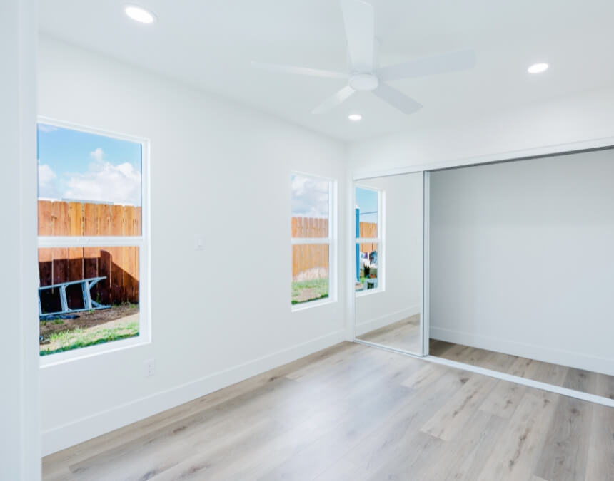 Maximum Window Sill Height Requirements showing bedroom windows designed to support California egress and emergency escape requirements.