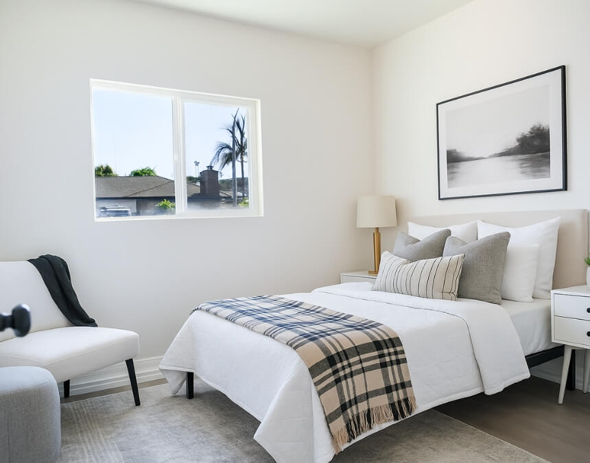 Completed ADU interior bedroom highlighting design harmony and functionality.