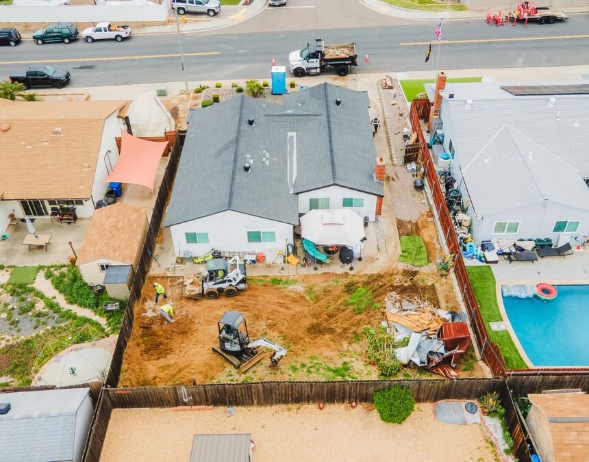 Aerial view of ADU construction site – How long does it take to build an ADU in San Diego timeline