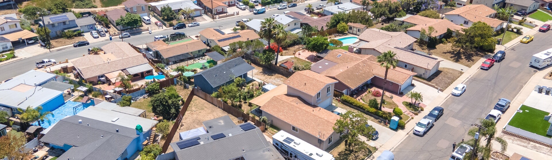 What is stormwater management for Accessory Dwelling Units (ADUs) in California – Neighborhood with multiple ADUs in development.