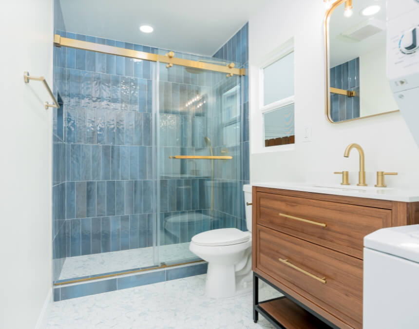 Interior bathroom remodel highlighting Utility Considerations for ADU construction and infrastructure capacity.