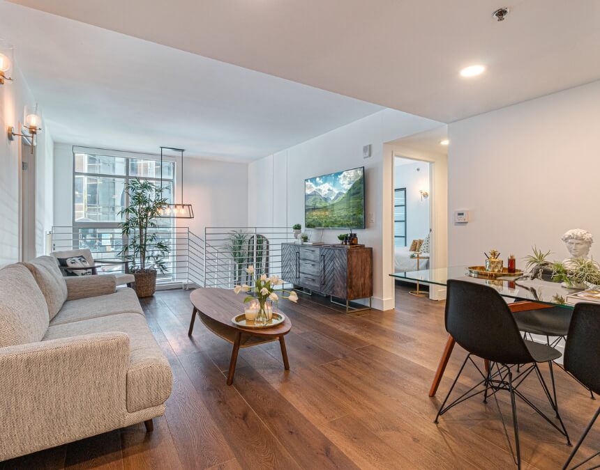 The Goal_ Creating Harmony, Maximizing Space, and Reflecting Style – open-concept ADU living area using balanced neutral tones and natural materials