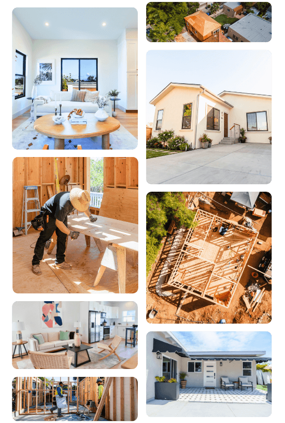 Better Place Design & Build website displayed on a mobile screen showing ADU services